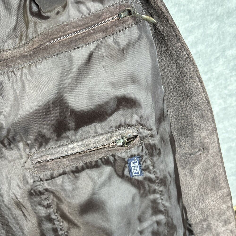 Suede Leather Chore Coat XL Brown Rancher Jacket Washable Zip Pocket Harbor Bay - Picture 8 of 16